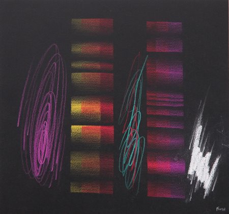 ENNIO FINZI Venezia 1931 Senza titolo, anni 2000 pastelli su cartoncino nero...