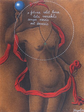 SERGIO FERGOLA Napoli 1936 Figura della fortuna, 1975 olio e tecnica mista su...