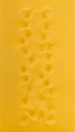 GIUSEPPE AMADIO Todi 19/05/1944 ACURI tela estroflessa gialla cm. 60x33,5;...