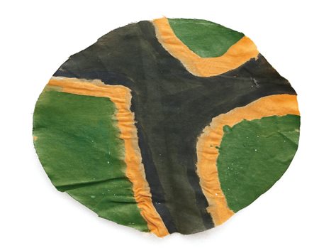 CLAUDE VIALLAT 1936 Senza titolo, 2005 acrilico su tessuto ovale cm. 35x43,...