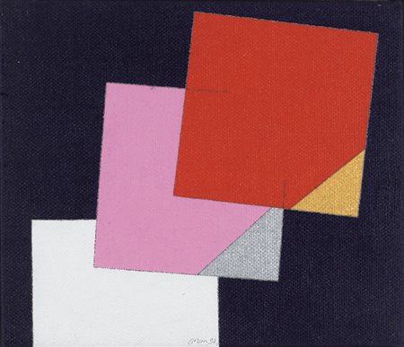 EUGENIO CARMI Genova 17/02/1920 Fuga, 1998 olio su tela cm. 30x35, firma e...