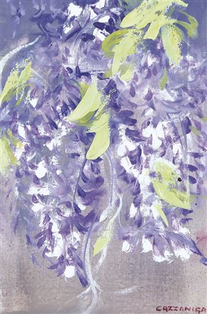 GIANCARLO CAZZANIGA Monza (Mi) 20/09/1930 Glicine olio su tela cm. 30x20,...