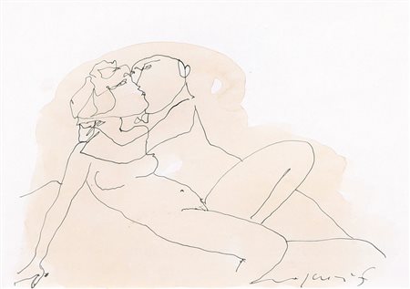 FRANCO ROGNONI Milano 20/09/1913 - Milano 11/03/1999 Amanti tecnica mista su...