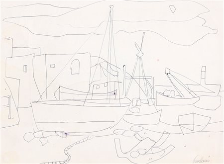 ENRICO PAULUCCI Genova 03/10/1901 - Torino 22/08/1999 Case e barconi, (1946)...