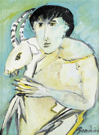 REMO BRINDISI Roma 25/04/1918 - Milano 25/07/1996 Pastorale, anni '90 olio su...