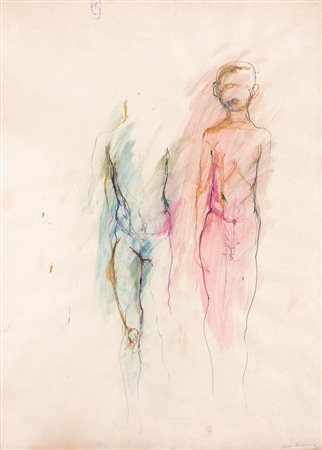 ERNESTO TRECCANI Milano 26/08/1920 - Milano 27/11/2009 Due figure gouache su...