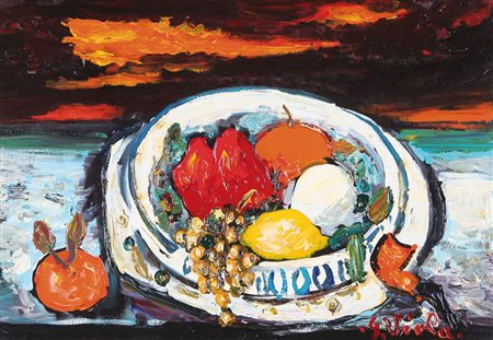 GIUSEPPE VIOLA Milano 1933 Natura morta con pipa olio su tela cm. 35x50,...