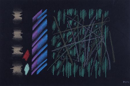 ENNIO FINZI Venezia 1931 Senza titolo pastelli su cartoncino nero cm. 30x45,...