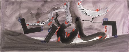 SERGIO DANGELO Milano 1932 Rissa allo scoglio, 2005 smalti e tempere su tela...