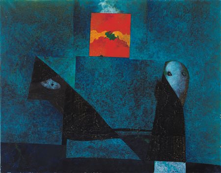 GIANNI DOVA Roma 08/01/1925 - Pisa 1991 Tramonto sullo stagno, 1974 olio su...