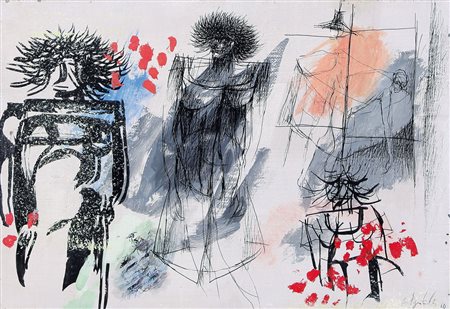 ERCOLE PIGNATELLI Lecce 28/04/1935 Il rimorso, 1960 olio su tela cm. 34x49,...