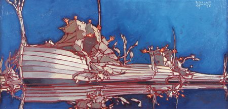 ENRICO VILLANI Vercelli 08/09/1928 Senza titolo, 1973 olio su tela cm. 30x60,...