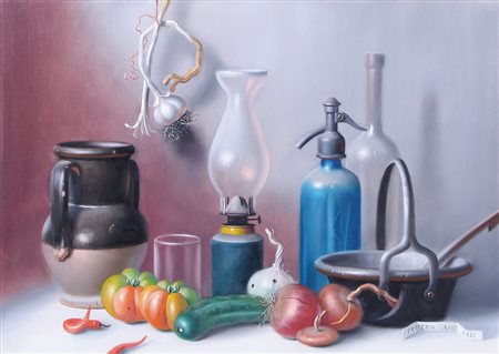 PROFERIO GROSSI Vignale di Traversetolo 1923 - 2000 Natura morta, 1982 olio...