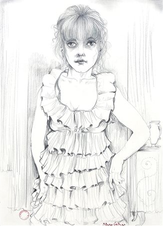 BRUNO CARUSO Palermo 08/08/1927 Figura matita su carta cm. 50x36, firma in...