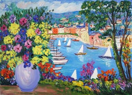 ANTONIO IALENTI Campobasso 12/07/1937 Fiori a Portofino olio su tela cm....