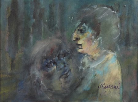 MINO MACCARI Siena 24/11/1898 - Roma 17/06/1989 Figure, anni '70 olio su tela...