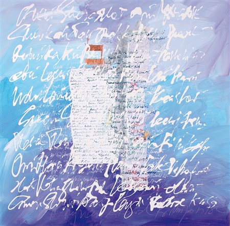 ESTHER SOL Blue beit, 2010 tecnica mista su tela cm. 100x100, firma, titolo,...