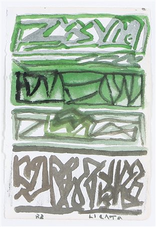 RICCARDO LICATA Torino 20/12/1929 Senza titolo, 1983 tecnica mista su carta a...