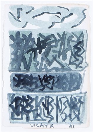 RICCARDO LICATA Torino 20/12/1929 Senza titolo, 1983 tecnica mista su carta a...