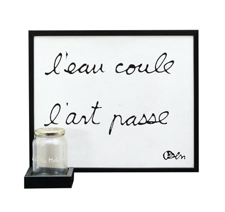 BEN VAUTIER Napoli 1935 L'eau coule l'art passe, (1993) acrilico su cartone...