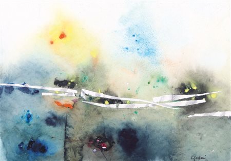 LUCIANO GASPARI Venezia 22/03/1913 - 2007 Senza titolo acquerello e collage...