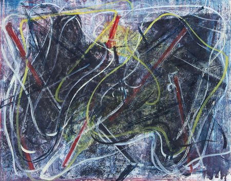 CLAUDIO OLIVIERI Roma 28/11/1934 Senza titolo, 1968 olio su cartone telato...