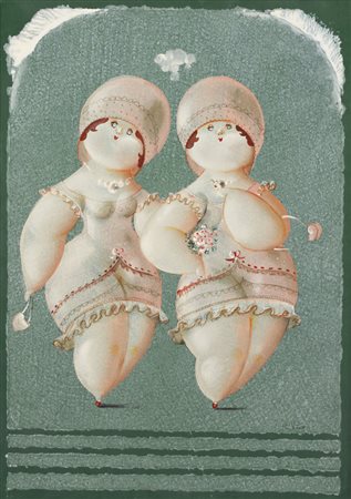 NICOLA VIETTI Marsiglia 22/03/1945 Le gemelle olio su tela cm. 70x50, firma...