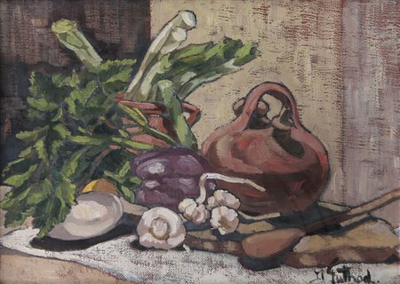 DOLORES PUTHOD Milano 24/06/1934 Natura morta olio su tela applicata su...