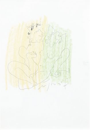 FRANCO ROGNONI Milano 20/09/1913 - Milano 11/03/1999 Amanti tecnica mista su...