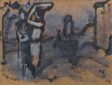 SATO KEY 1906 - 1978 Senza titolo, 1945 tecnica mista su cartone cm. 35x46,5;...