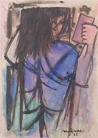 GIUSEPPE MIGNECO Messina 09/02/1908 - Milano 28/02/1997 Figura, 1962 china...