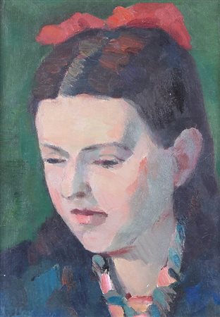 DINO LANARO Malo (VI) 1909 - Milano 1998 Il fiocco rosso, 1968 olio su tela...