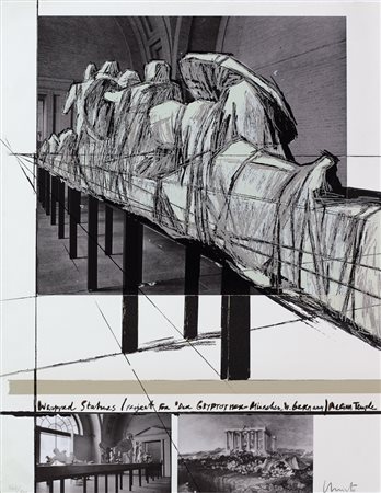 CHRISTO Gabrovo (Bulgaria) 13/06/1935 Wrapped Staues serigrafia polimaterica...
