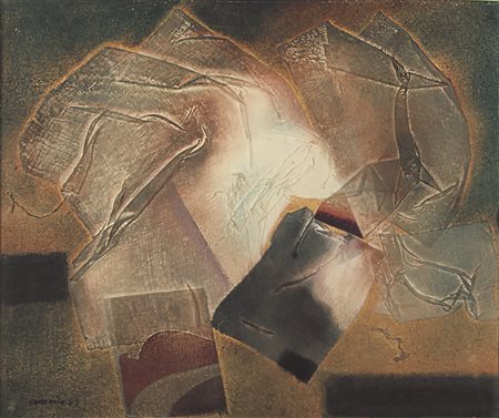 FELICE CANONICO Messina 1922 - 1997 Composizione, 1959 collage di tele su...