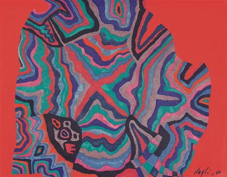 CORRADO CAGLI Ancona 23/02/1910 - Roma 28/03/1976 Mago Baku', 1968 tempera su...