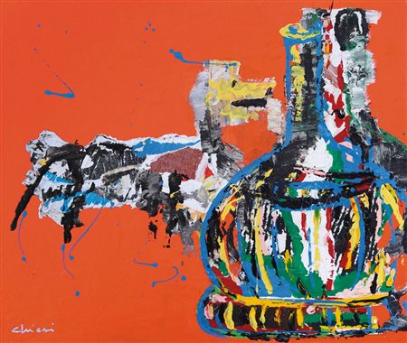 GIORGIO CHIESI Felina (Re) 27/02/1941 Cane e fiasco, 1990 tecnica mista e...