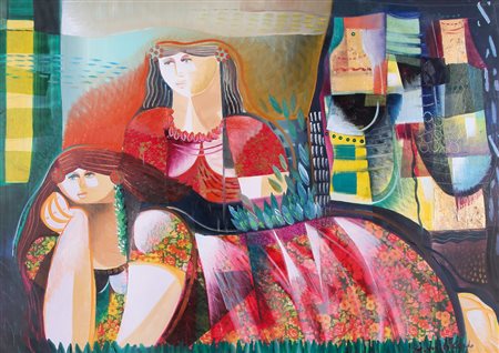 VITTORIOMARIA DI CARLO S. Marco in Lamis (Fg) 1939 Figura con sari sari olio...