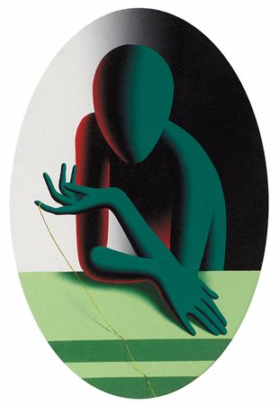 MARK KOSTABI Los Angeles 1960 Stringing along, 2003 olio su tela ovale cm....
