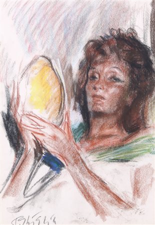 PAULO GHIGLIA Firenze 1905 - Roma 1979 Viso di donna (Isa Miranda) pastelli...