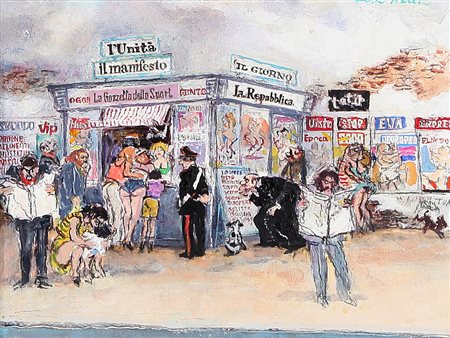 WALTER PIACESI Ascoli Piceno 18/09/1929 Edicola di periferia, 2001 olio su...