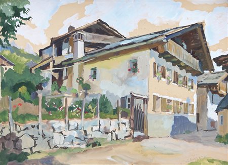 NICOLAS BENOIS 1901 - 1988 Case, 1935 acquerello su carta applicata su...