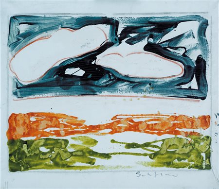 MARIO SCHIFANO Homs (Libia) 1934 - Roma 26/01/1998 Paesaggio smalti su tela...