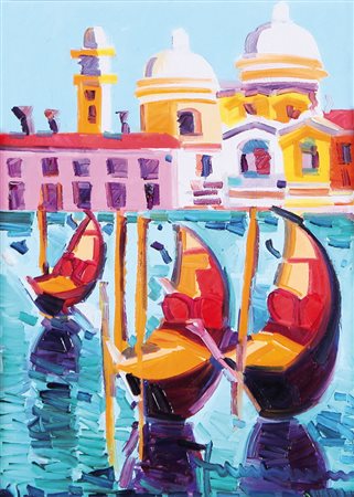 ATHOS FACCINCANI Peschiera (Vr) 29/01/1951 Gondole a Venezia, 1998 olio su...