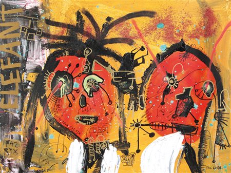 PAUL KOSTABI Whittier (California) 1962 Elefant, 2008 olio e tecnica mista su...