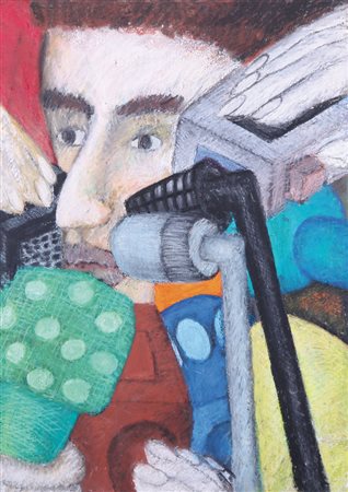 MARCO CINGOLANI Como 21/02/1961 Conferenza stampa, 1993 tecnica mista su tela...