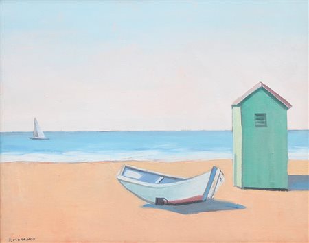 PIETRO MORANDO Alessandria 05/06/1889 - 24/09/1980 Marina olio su tela cm....