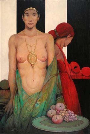 GOFFREDO CIVITARESE Chieti 30/01/1938 Aspasia e l'ancella, 2006 olio su tela...