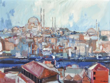 Erich Kraus (Innsbruck 1934 – 2015), Istanbul;Olio su tela, 38 x 48,5 cm Firma