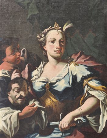Maler um 1700/Pittore del 1700 ca. , Giuditta con la testa di Oloferne;Olio...