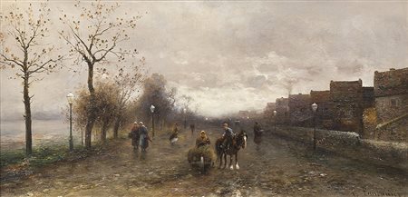 Emil Barbarini (Wien/Vienna 1855 – Brunn im Gebirge 1933), Viale;Olio su...